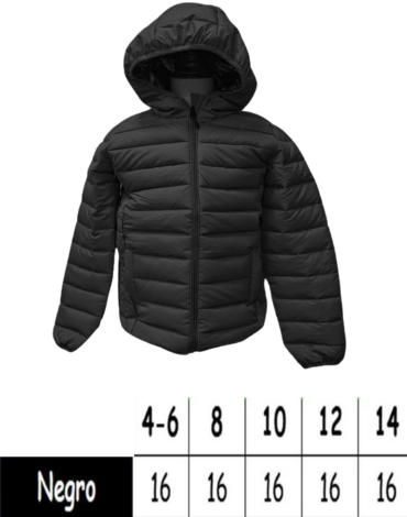 Parkas de Niños Engomado Interior Color Único  x 20  Unds. Talla : 4  a la 14