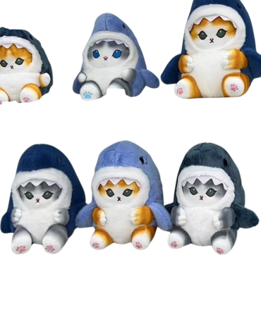 Peluche Gato Tiburon Colores Surtidos x 4 Unds. Medida: 38 cm aprox.