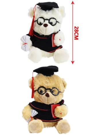 Peluche Osito Graduación x 4 Unds. Medida: 28 cm aprox.