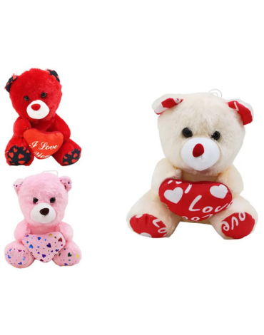 Peluche Oso Love Colores Surtidos x 4 Unds. Medida:14 x 20 cm aprox.
