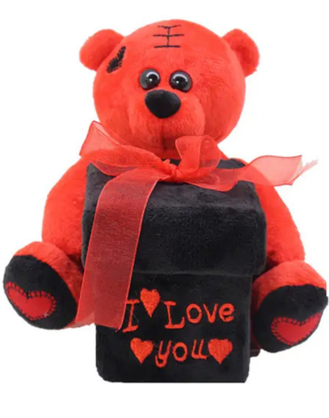 Peluche Oso con Caja San Valentín Colores Surtidos x 4 Unds. Medida: 15 x 18 cm aprox.