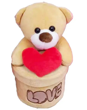 Peluche Oso con Caja San Valentín Colores Surtidos x 4 Unds. Medida: 15 x 20 cm aprox.