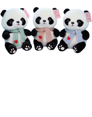 Peluche Panda con Bufanda x 4 Unds. Medida: 25 cm aprox.