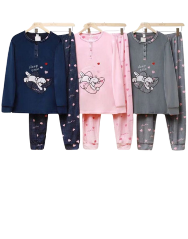 Pijama de Mujer Plush Colores Surtidos x 12 Unds. Talla: M - L - XL - XXL