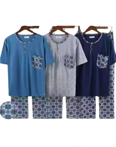 Pijama Algodón de Verano con Pantalón para Hombre x 12 Unds. Tallas: M - L - XL - XXL