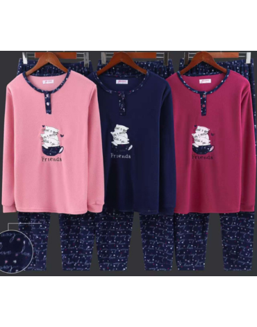 Pijama Dama Polar Colores Surtidos  x 12 Unds.Talla:  M - L - XL - XXL