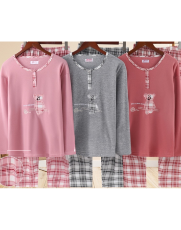 Pijama Dama Franela Colores Surtidos  x 12 Unds.Talla:  M - L - XL - XXL