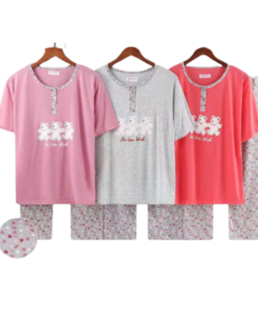 Pijama de Algodón Mujer Colores Surtidos x 12 Unds. Talla: M -  L  - XL  - XXL