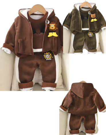 Pijama Tres Piezas Infantil Plush x 3 Unds. Talla: S - M - L (1 a 4 años)