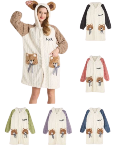 Pijama de Mujer Orejitas Plush Colores Surtidos x 12 Unds. Talla: Estándar