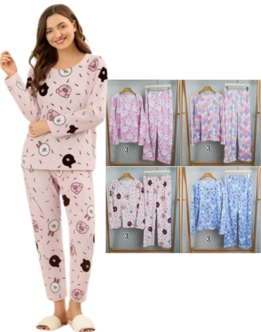 Pijama de Mujer Plush Colores Surtidos x 12 Unds. Talla: M/L - XL / XXL