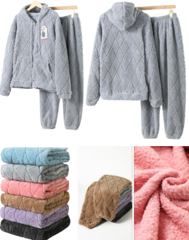 Pijama de Mujer Invierno con Cierre Colores Surtidos  x 12 Unds.Talla:  M/L  -  XL/2XL