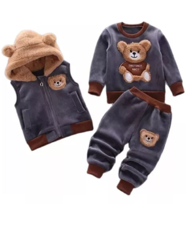 Pijama Tres Piezas Infantil Plush x 3 Unds. Talla: S - M - L (1 a 4 años)