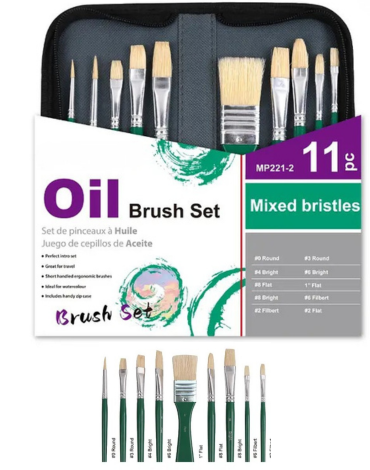 4 Set de Pinceles de Diferentes Tamaños.(1 Set Trae: 11 PCS)