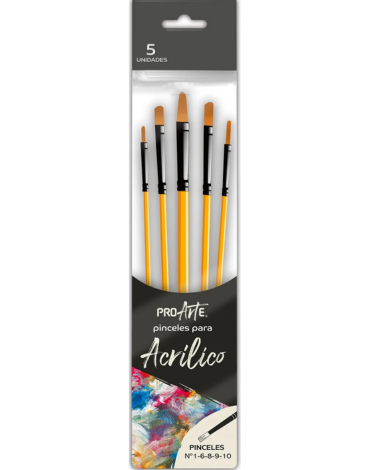 4 Set de Pinceles Acrílicos PROARTE. (1Set Trae: 5 PCS)