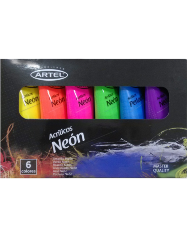 3 Set de Pintura Acrílica 6 Colores Neón ARTEL. (1 Set Trae: 6 PCS)