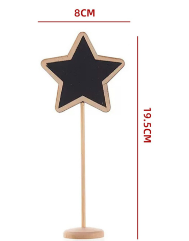 Pizarra Decorativa Estrella Color Único x 12 Unds. Medida: 8 x 19.5 cm aprox.
