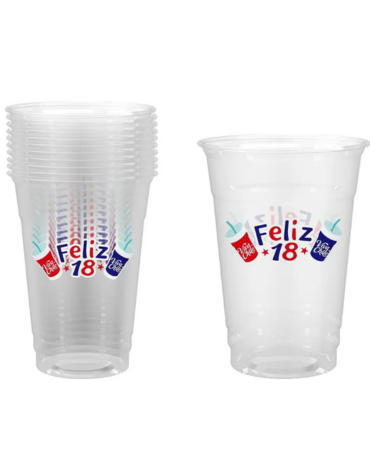 6 Set de Vasos Plásticos Transparentes Fiesta Patrias (1 Set Trae: 10 PCS) Medida: 10 x 12 cm aprox.