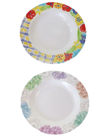 Plato Plano con Melamina Modelos Surtidos x 24 Unds.Medida: 22.5 x 22.5  x 2.8 cm aprox.