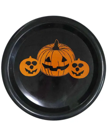 Platos con Diseño de Calabaza Halloween x 12 Unds. Medida: 25 cm aprox.