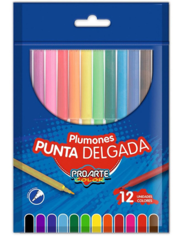Plumones Punta Delgada Pro Arte x 6 Unds.