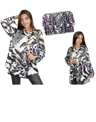 Polera Animal Print de Dama x 12 Unds.Talla: S /M - L / XL