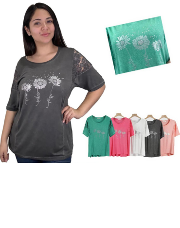 Polera Dama Pre Lavado Colores Surtidos x 12 Unds.Talla: S / M -  L / XL