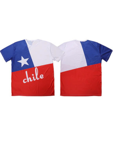 Polera Manga Corta Bandera Chilena x 4 Unds. Talla: M - L - XL