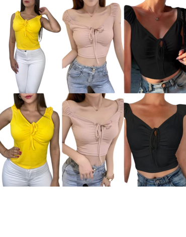 Polera con Amarre Colores Surtidos x 4 Unds Talla: Estándar