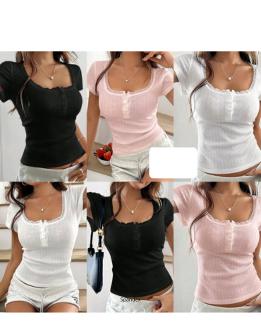 Polera de Algodón Mujer Colores Surtidos x 4 Unds.Talla:  Estándar