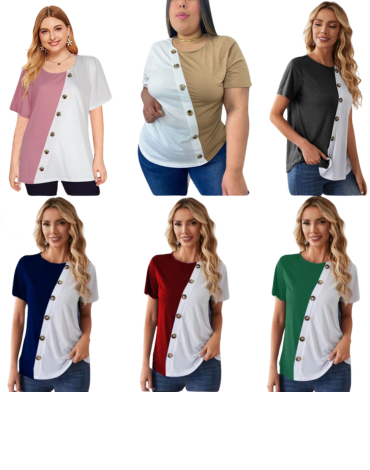 Polera de Dama con Botones Colores Surtidos x 4 Unds Talla: Estándar