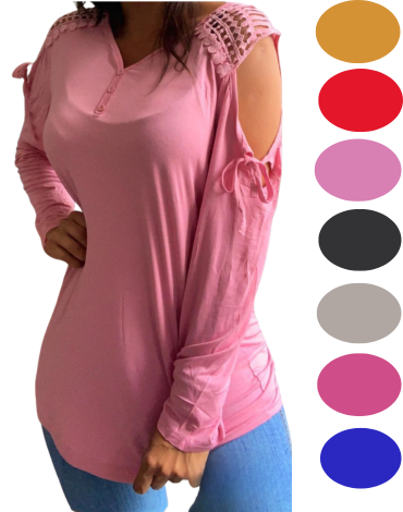 Polera de Mujer Algodón Colores Surtidos x 12 Unds.Talla: Estándar (XL / XXL)
