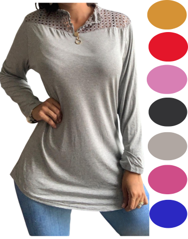 Polera de Mujer Algodón Colores Surtidos x 12 Unds.Talla: Estándar (XL / XXL)