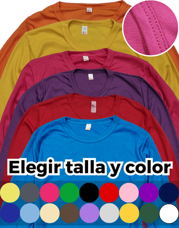 Camiseta Unisex Manga Larga (Elegir Talla y Color) x 4 Unds. Tallas: S - M - L - XL