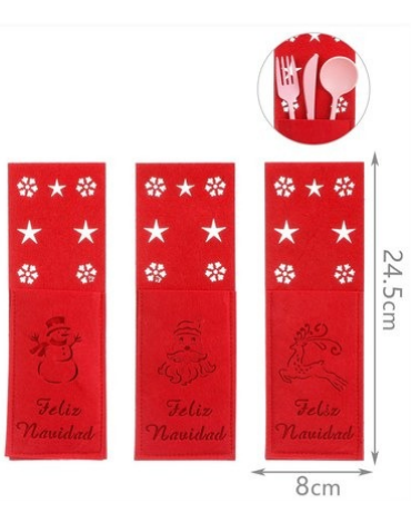 Porta Cubiertos de Navidad x 12 Unds. Medida: 24 x 8 cm aprox.