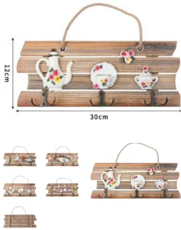 Porta Llaves de Madera de x 4 Unds. Medida: 12 x 30 cm aprox.