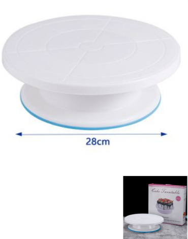 Porta Torta de Plástico Giratoria. Medida: 28 cm aprox