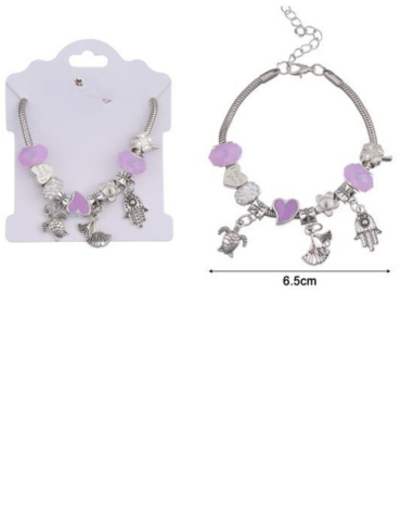 Pulsera Ajustable con Dijes x 12 Unds.Medida: 6.5 cm aprox.