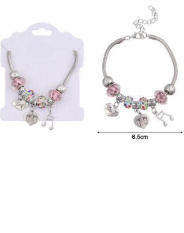 Pulsera Ajustable con Dijes x 12 Unds.Medida: 6.5 cm aprox.
