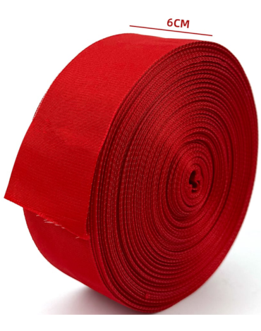 Rollo de Cinta Faja Lisa Color Rojo x 1 Und. Medida: 6 cm x 50 mt aprox.