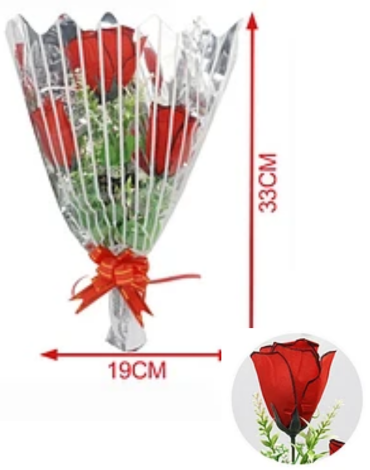 Ramo de Rosas de Tres x 6 Unds.Medida: 33 x 19 cm aprox.