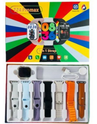 Reloj Smartwatch Inteligente Pantalla Completa T24 con 7 Correas x 4 Und.