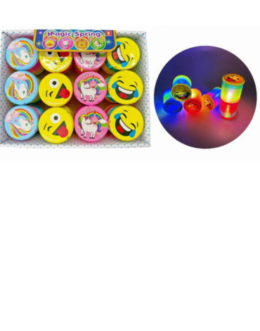 Juego de Resorte con Luz Modelos Surtidos x 12 Unds. Medida: 5 x 5 x 6 cm aprox.