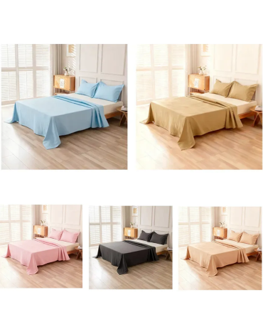 6 Set de Sabana 100% Poliester Colores Surtidos (1 Set Trae 3 PCS) Medida: 230 x 260 cm aprox.