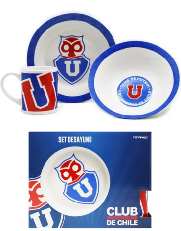 3 Set Desayuno U. de Chile (1 Set Trae 3 PCS)