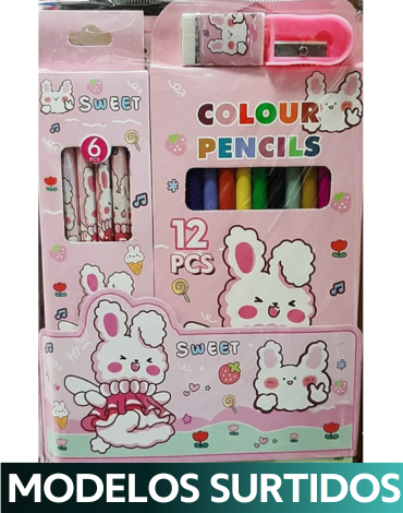 12 Set de Lápices de Colores y Grafito (Cada Set Trae 20 Pcs)