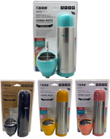 3 Set de Termo Bala con Mate y Bombilla (1 Set Trae 2 PCS) Medida: 500 ml aprox.