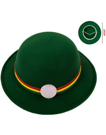 Sombrero Nortino Infantil 100% Poliéster Color Verde x 12 Unds. Diámetro 11 cm aprox.