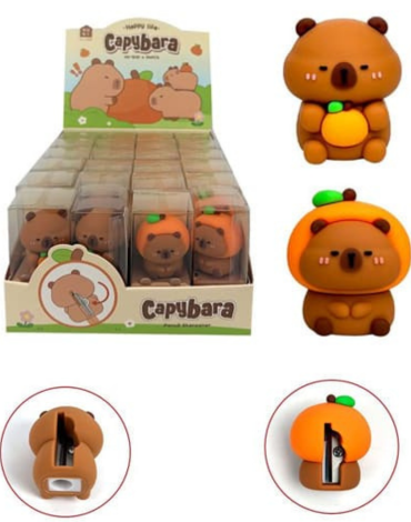 Sacapuntas Capybara Modelos Surtidos x 24 Unds. Medida: 7.4 x 3.5 cm aprox.
