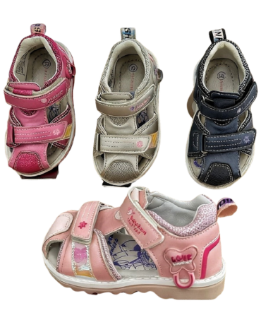 Sandalias de Niñas Eco Cuero Colores Surtidos x 24 Pares.Talla: 21 al 26